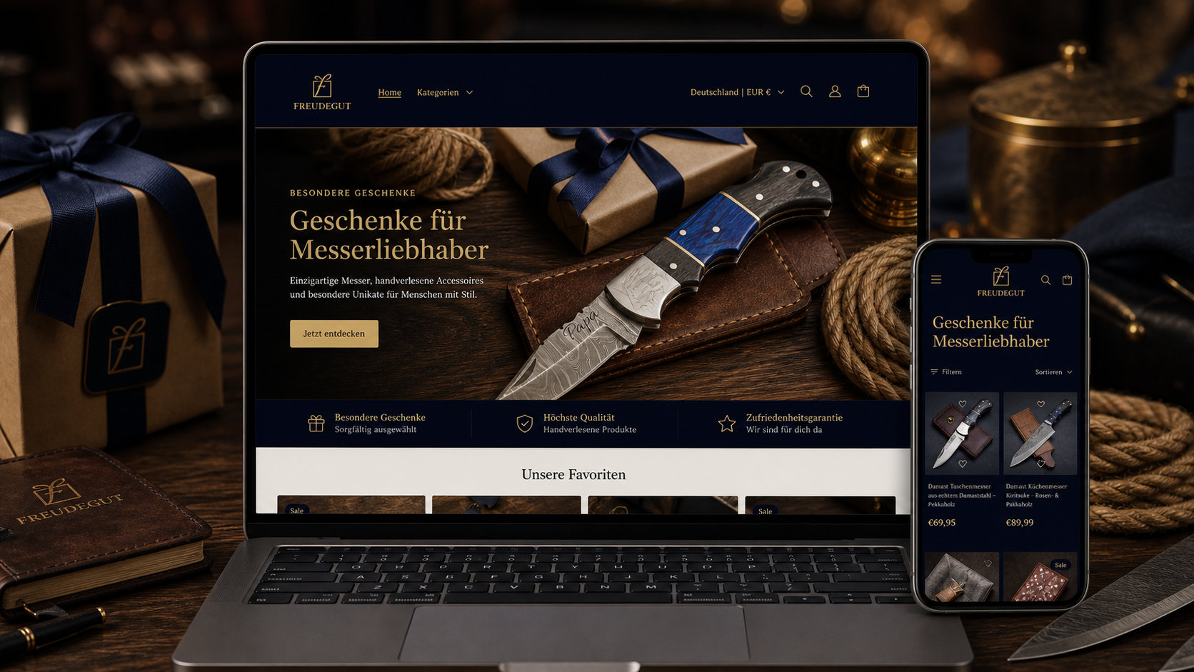 freudegut Website als Laptop- und Smartphone-Szene